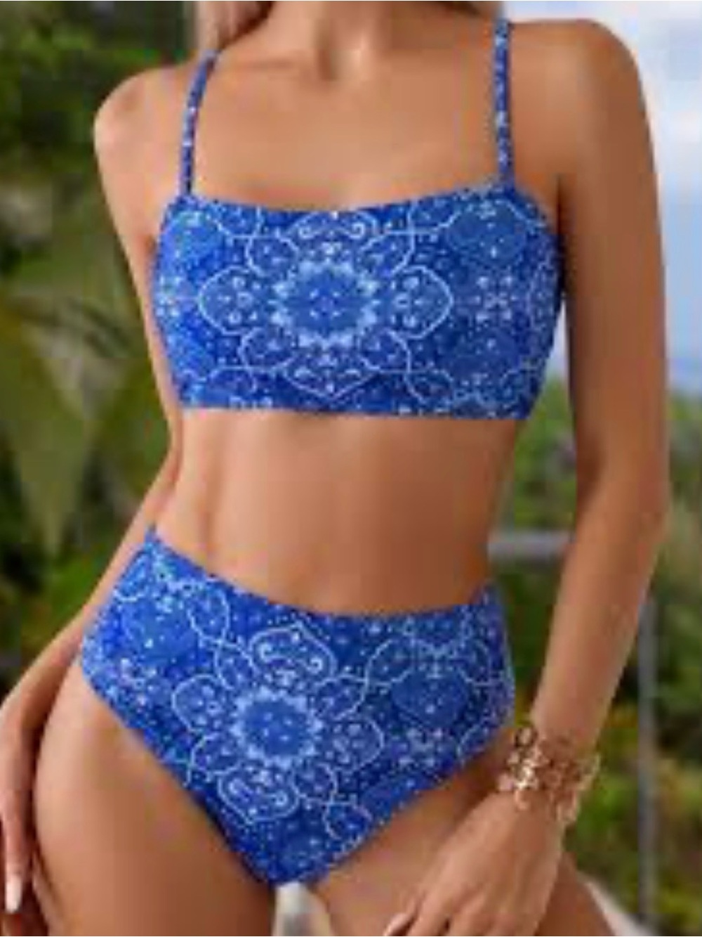 Blue Paisley Two-Piece Bikini Set